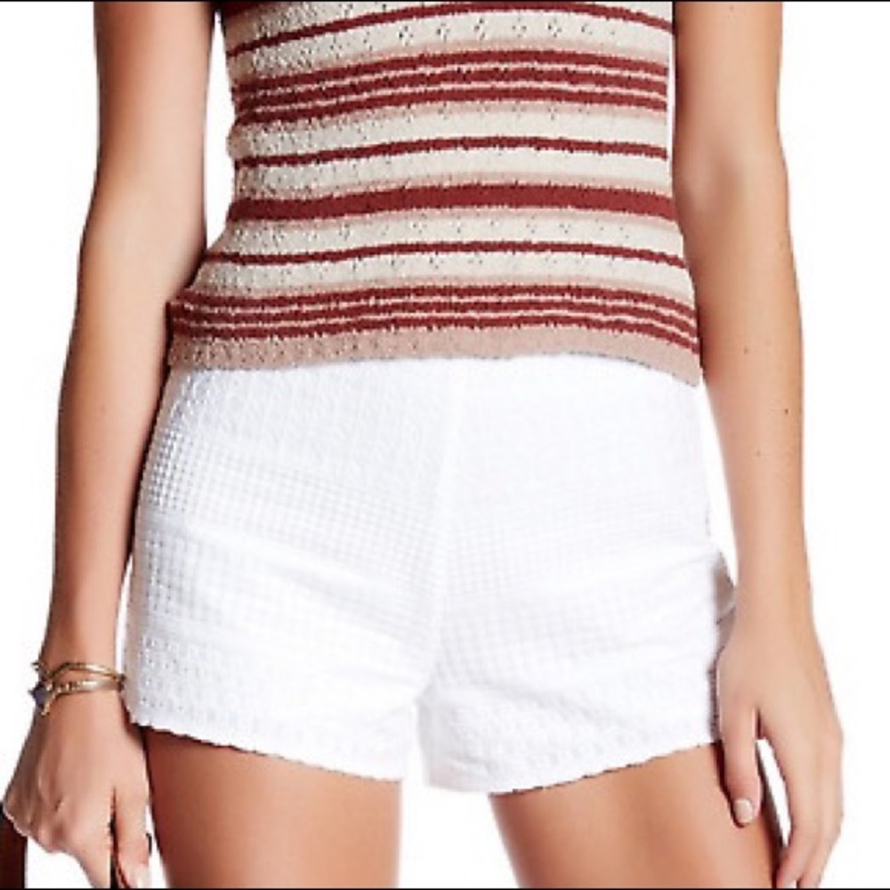 Free People White Embroidered Short